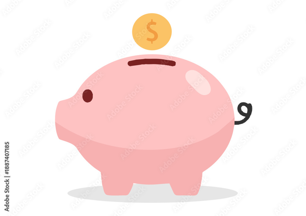 Obraz premium Save Morning: Cute Pink Piggy Bank with Coin Slot for Personal Finance