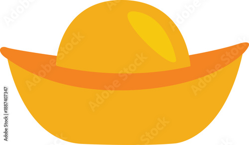 Vibrant CNY Celebration with Golden Ingots and Orange Hats, symbolizing Prosperity and Good Fortune in a Joyful Festive Atmosphere