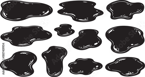 Black liquid shapes on white background illustration design elements