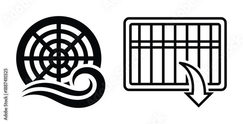 Water treatment system vector icon with filtration and purification design.