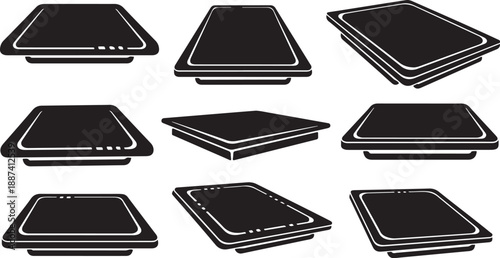 Collection of black tablets in various angles and positions