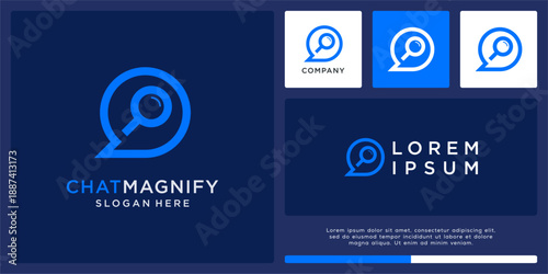 Chat magnifying logo design technology.
