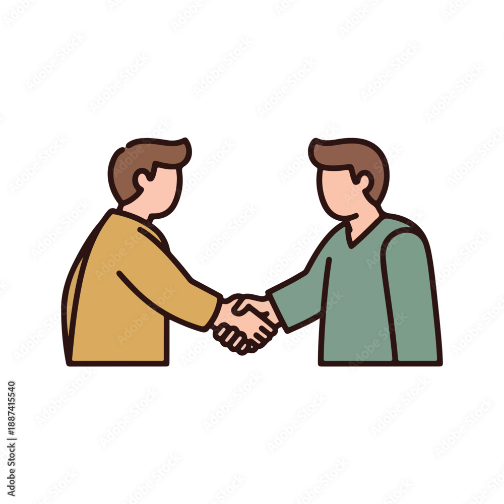 Fototapeta premium Two Men Shaking Hands Business Partnership Agreement Icon