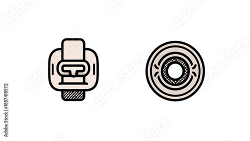 Pilot's icon hat and wing badge symbol illustration on transparent background