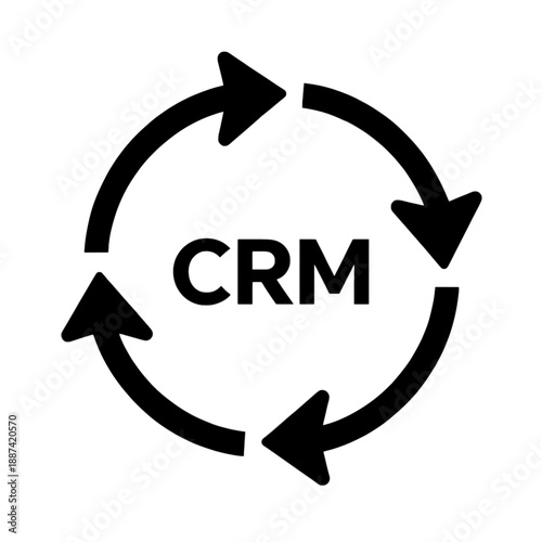 CRM vector icon with circular arrow design.