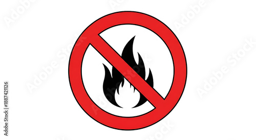 No Fire Symbol Red Circle With Diagonal Line.