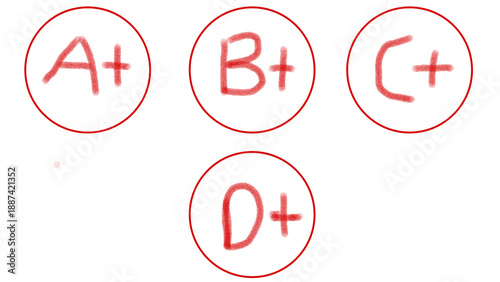 school exam assessment for all subjects tested starts from white paper with grades d+ to a+ by the teacher	