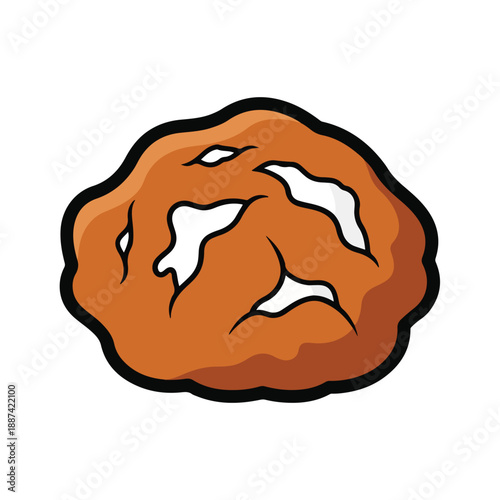 A cartoon-style illustration of a brown cookie