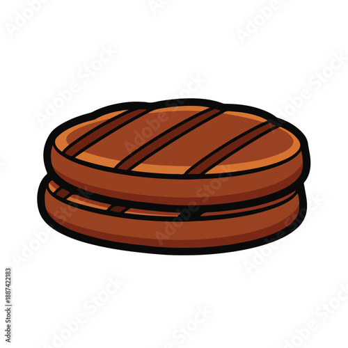 A cartoon-style illustration of a cooked burger