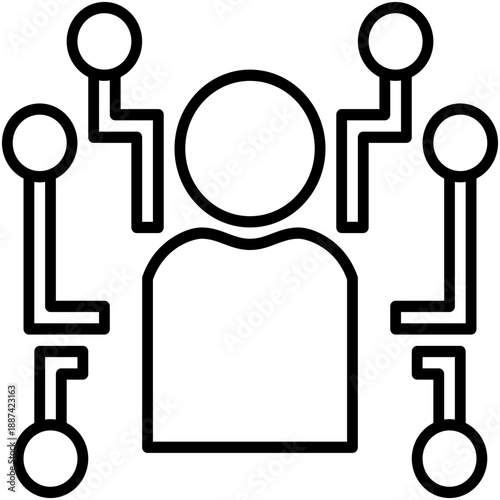 Comprehensive Icon, Analysis Overall Holistic Symbol Vector Stock Illustration, Line Icon Style Design.