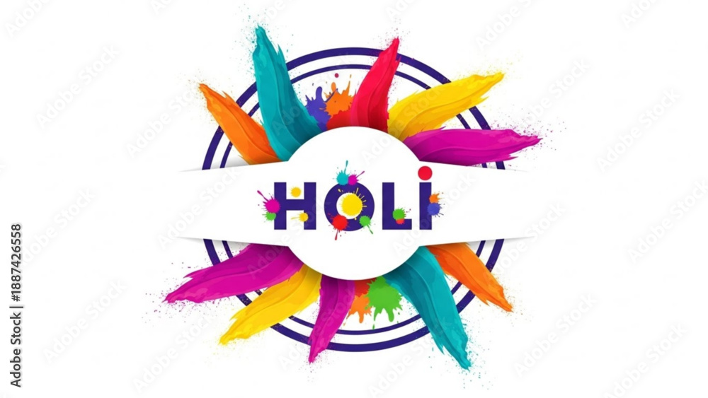 Fototapeta premium Colorful Holi Festival Celebration with Vibrant Powder Explosions on White Background