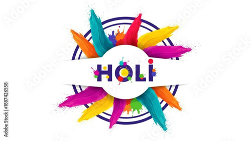 Free Download Colorful Holi Festival Celebration with Vibrant Powder Explosions on White Background - GFXLoad