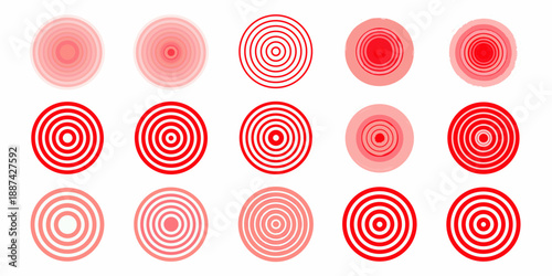 A collection of circular ripple effects in varying sizes and intensities