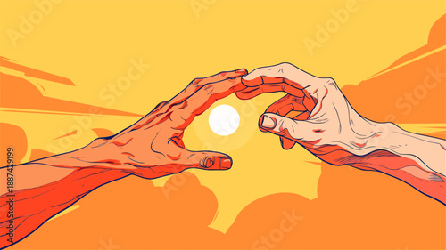 柔らかな色合いで描かれた二つの手が触れ合うイラスト