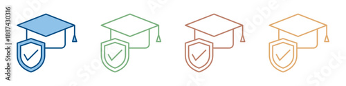 Education Protection Icon Set Multiple Style Collection 