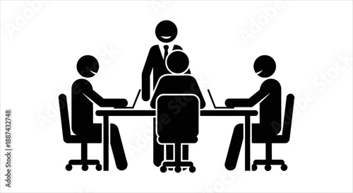 Business Meeting Team Collaboration Around a Table with Laptops