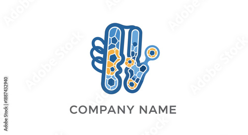 Blue Hand Logo Design with Gears.
