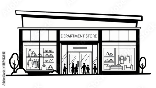 People entering department store for shopping