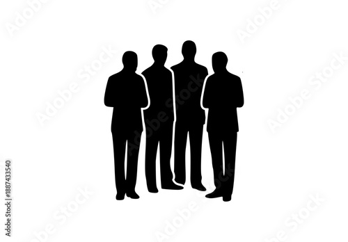 Icon of a group of several or four men or businessmen who are gathered to discuss something