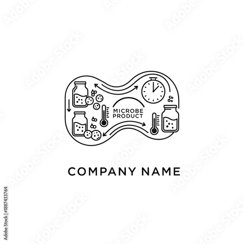 Microbiological Laboratory Equipment Logo Design Concept.