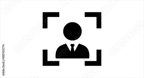 User profile identification icon with focus frame for digital targeting and recognition systems