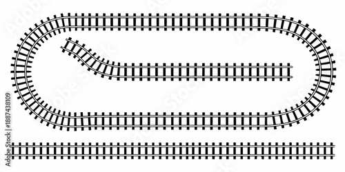 A curved model railway track layout with a short straight section shown