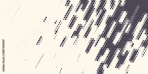Hexagon Shapes Vector Abstract Geometric Technology Oscillation Wave Isolated on Light Background. Halftone Hex Retro Simple Pattern. Minimal 80s Style Dynamic Tech Wallpaper