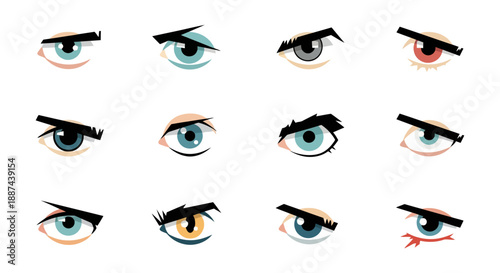 Collection of Various Human Eye Illustrations.