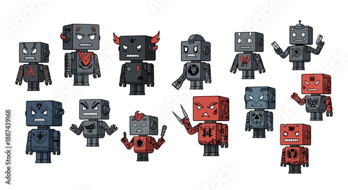 Collection of Various Small Toy Robots.