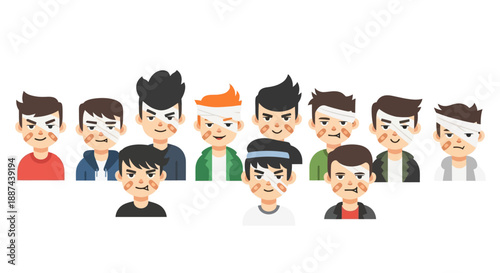 Diverse Group of Cartoon Male Characters.