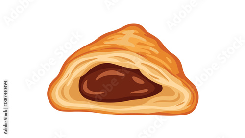 Delicious filled pastry puff with chocolate cream for bakery snacks, sweet desserts, and food advertisements.
