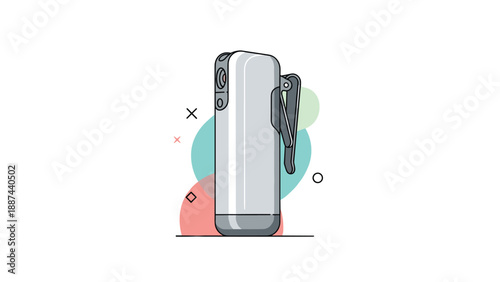 Modern personal pepper spray canister with a clip for self defense, safety technology, and security concepts.