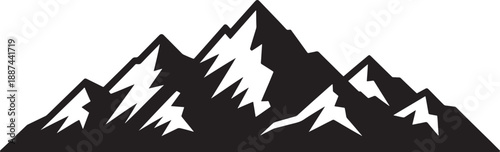 Black mountain range silhouette black silhouette white background peak landscape