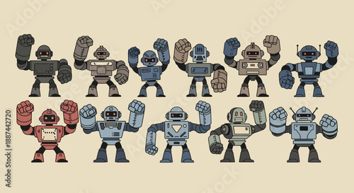 Cartoon Knights with Shields and Swords.