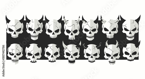Collection of Skulls with Devil Horns.