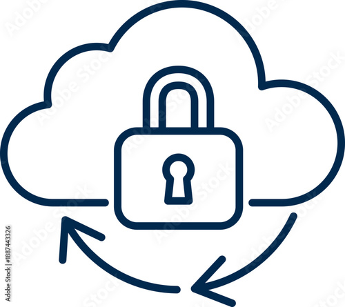 Secure Cloud and Cloud Security Line Icon