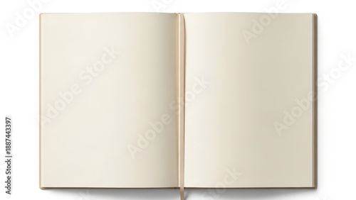 Open blank notebook isolated on white background