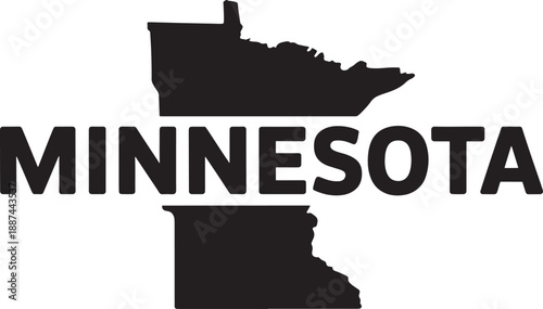 Minnesota state outline with text black