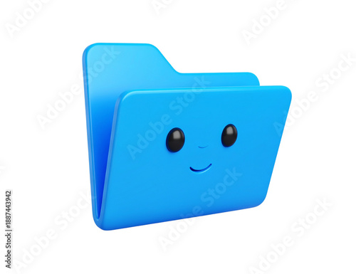 Floating Blue 3D File Folder Emoji, Digital Storage and Archive Symbol