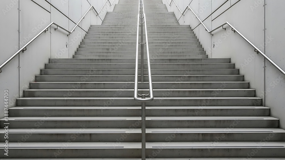 Fototapeta premium Endless Staircase Leading Upward, Minimalist Architecture and Urban Design