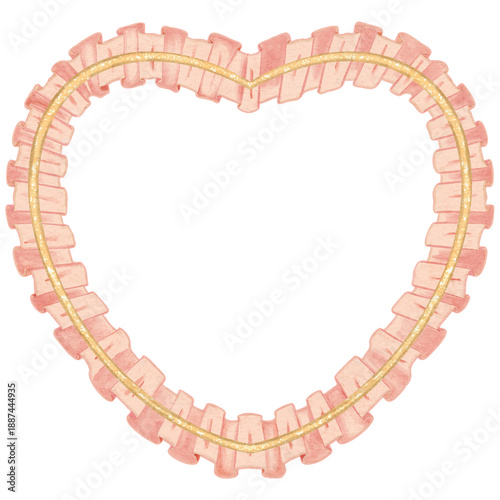 Obraz na plátně Watercolor Pink Ruffled Heart Frame