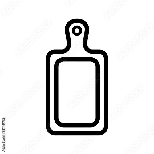 Clean black outline vector icon illustration of a simple kitchen cutting board, perfect for food preparation concepts and graphic design elements