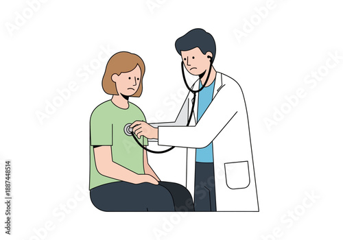 Doctor Examining Patient with Stethoscope in Clinic Setting
