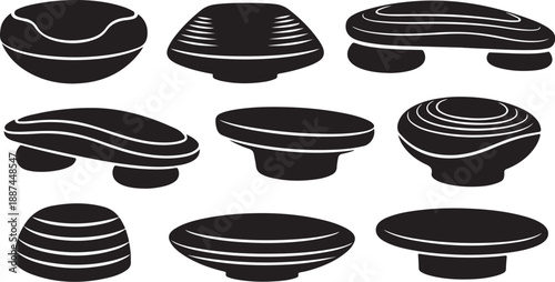 Collection of abstract black and white bowl designs illustration