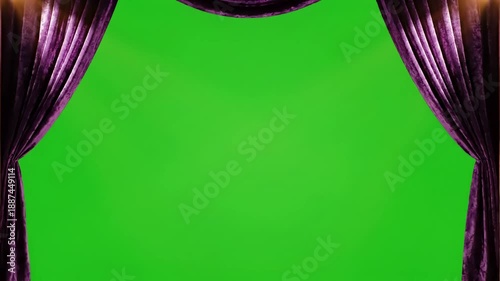Wallpaper Mural Green Screen violet velvet cloth stage cinematic silk curtain close footage for theater opera tv show scenes this opening are shooted on red camera slow motion real scene 1 with distortion, overlay Torontodigital.ca