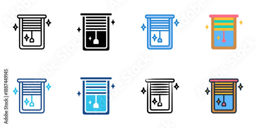 Window treatments icons set multiple style collection. Editable stroke 
