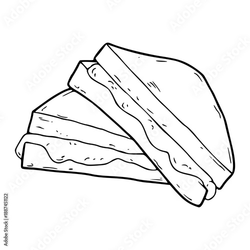 hand-drawn sketch of a delicious toasted sandwich halves