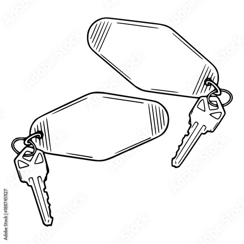 classic motel key fob outline for travel and nostalgia themes