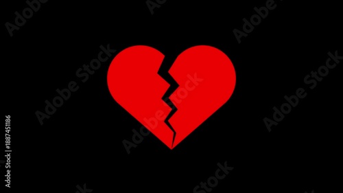 Love heartbroken icon animation. broken heart motion graphics. Concept of unrequited love broken 4k video footage. emotional pain, breakup, lost love icon.