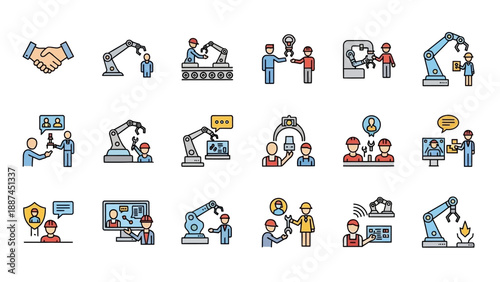 Robotics and Automation Icons Set.